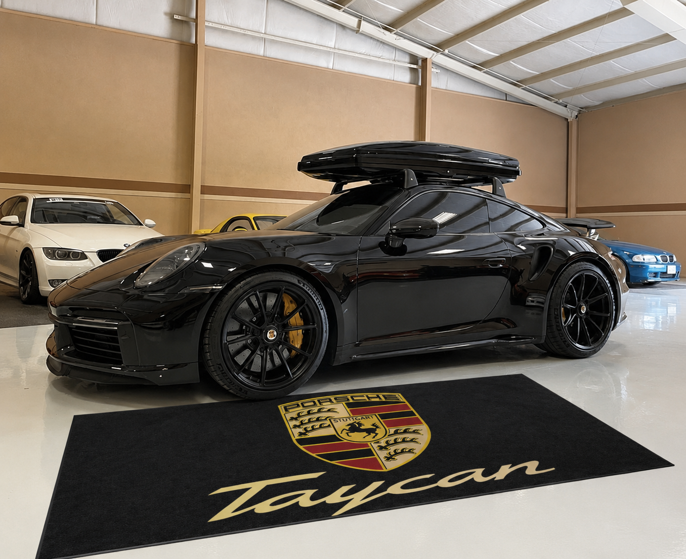 Porsche Taycan Luxury Logo Rug and Display Mat Garage, Home, Office, Showroom Floor Decor, 60x87 in / 150x220 cm