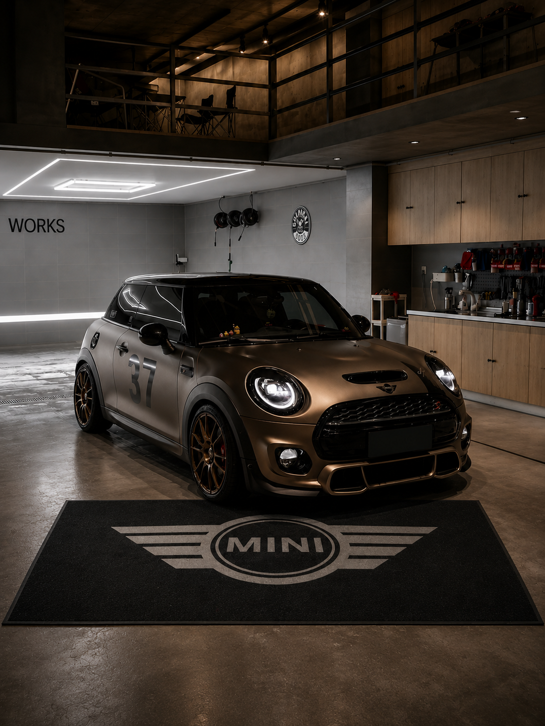 Mini Luxury Logo Rug and Display Mat Garage, Home, Office, Showroom Floor Decor, 60x87 in / 150x220 cm