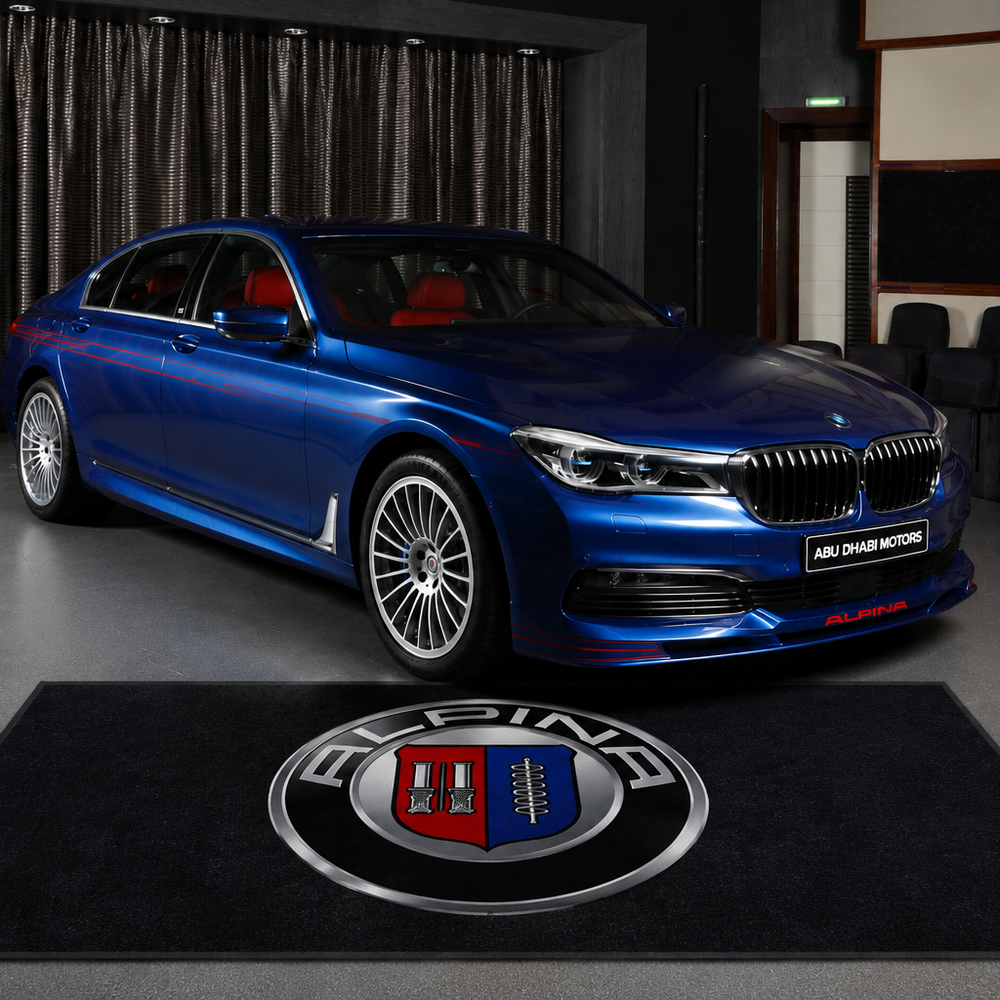 BMW Alpina Premium Luxury Logo Rug and Display Mat Garage, Home, Office, Showroom Floor Decor, 60x87 in / 150x220 cm