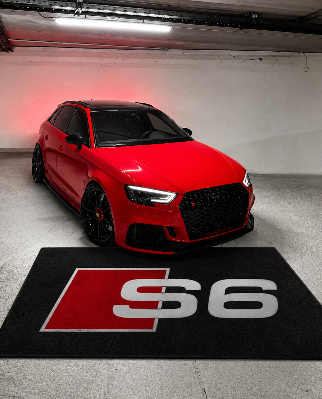 Audi S6 Premium Luxury Logo Rug and Display Mat Garage, Home, Office, Showroom Floor Decor, 60x87 in / 150x220 cm