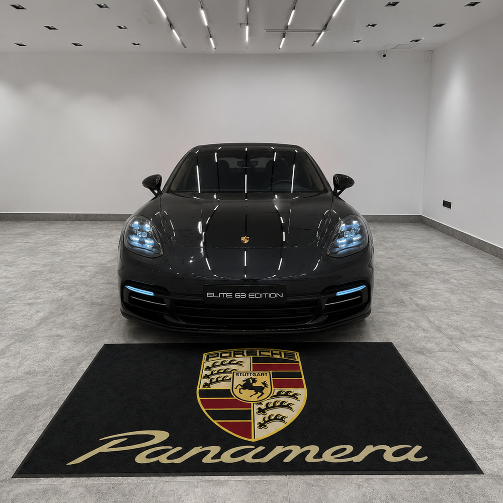 Porsche Panamera Luxury Logo Rug and Display Mat Garage, Home, Office, Showroom Floor Decor, 60x87 in / 150x220 cm