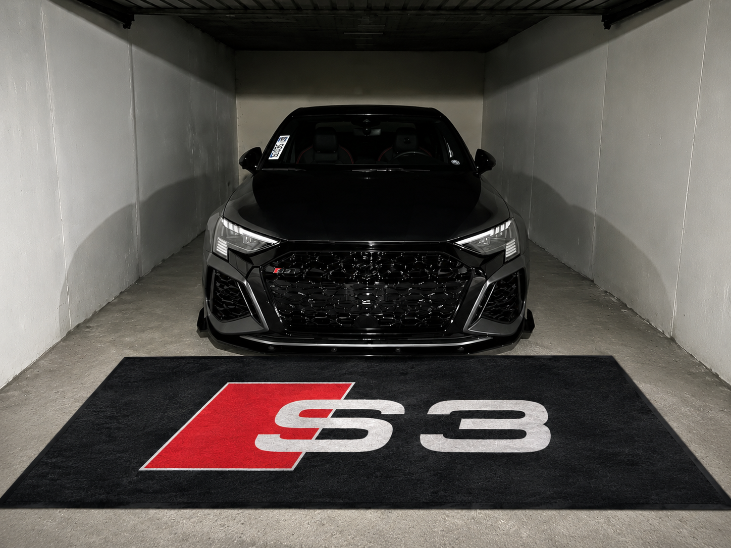 Audi S3 Premium Luxury Logo Rug and Display Mat Garage, Home, Office, Showroom Floor Decor, 60x87 in / 150x220 cm