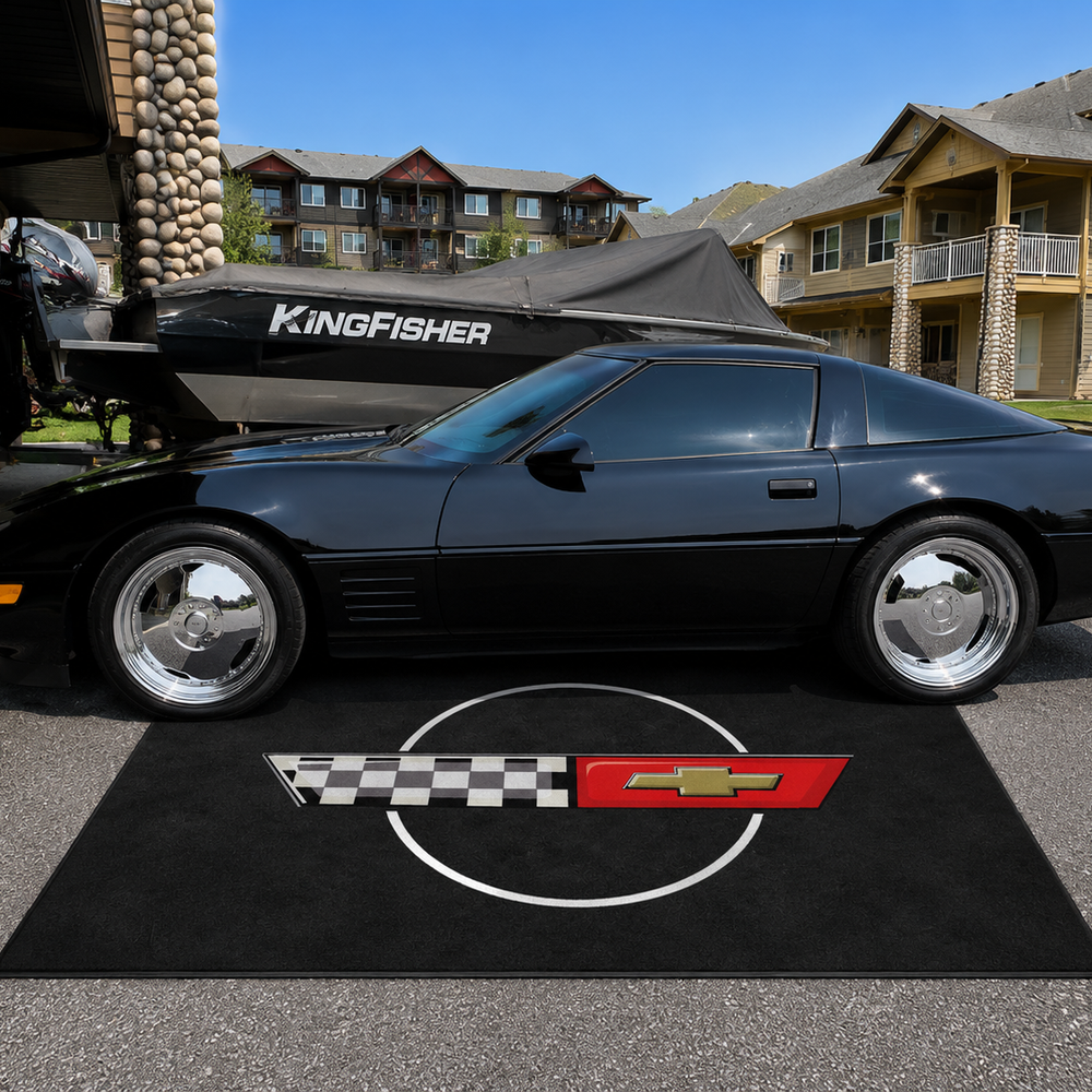 Corvette C4 Premium Luxury Logo Rug and Display Mat Garage, Home, Office, Showroom Floor Decor, 60x87 in / 150x220 cm