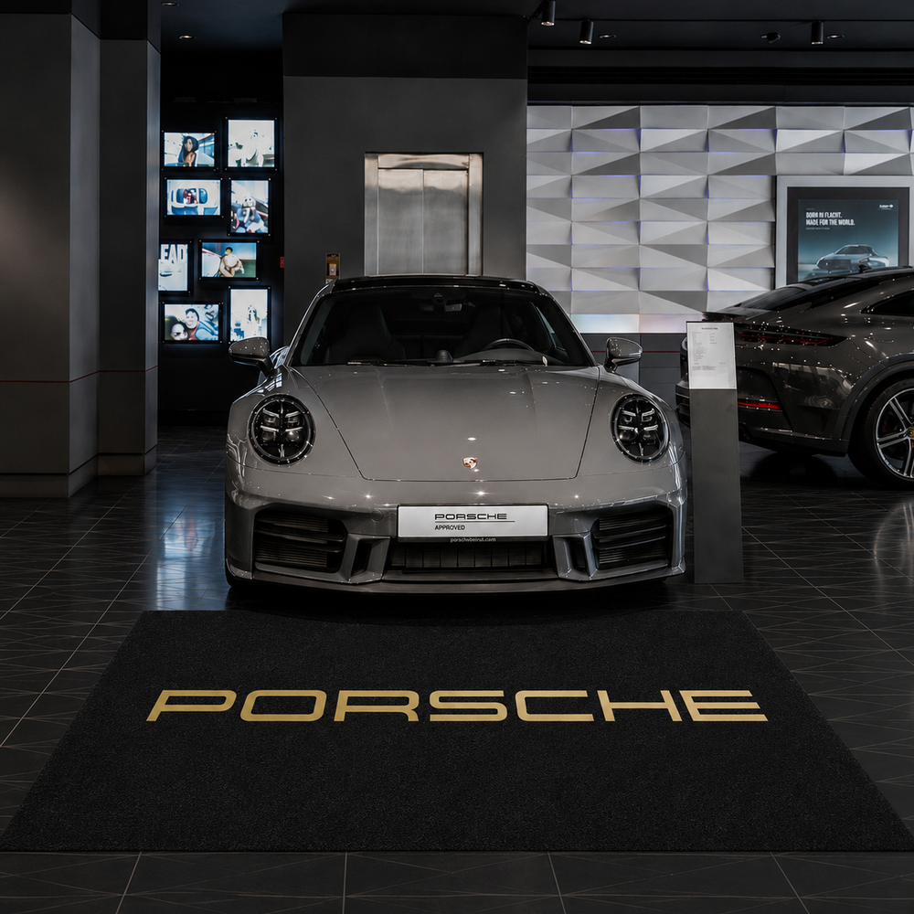 Porsche Text Luxury Logo Rug and Display Mat Garage, Home, Office, Showroom Floor Decor, 60x87 in / 150x220 cm