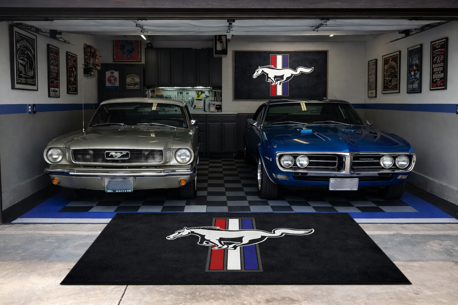 Mustang Shelby Colorized Luxury Logo Rug and Display Mat Garage, Home, Office, Showroom Floor Decor, 60x87 in / 150x220 cm