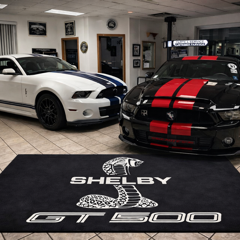 Shelby GT500 Luxury Logo Rug and Display Mat Garage, Home, Office, Showroom Floor Decor, 60x87 in / 150x220 cm