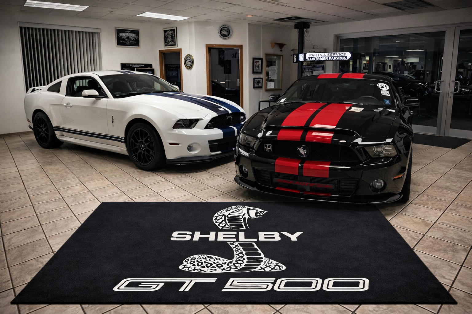 Shelby GT500 Luxury Logo Rug and Display Mat Garage, Home, Office, Showroom Floor Decor, 60x87 in / 150x220 cm