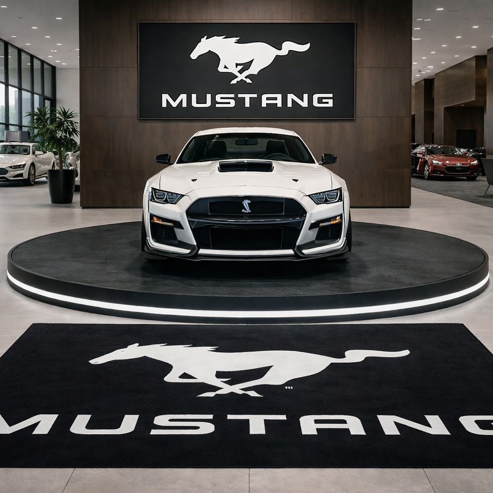 Mustang Luxury Logo Rug and Display Mat Garage, Home, Office, Showroom Floor Decor, 60x87 in / 150x220 cm