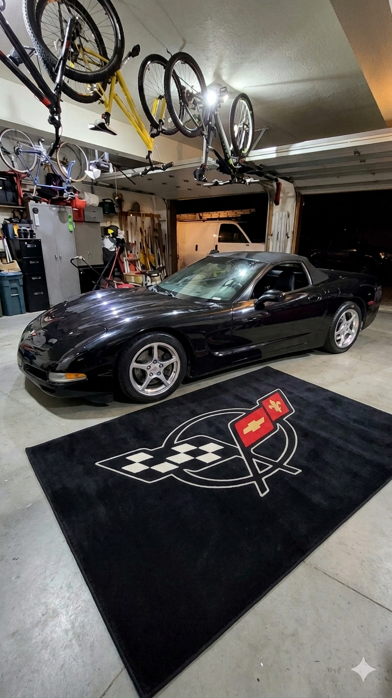 Corvette C5 Premium Luxury Logo Rug and Display Mat Garage, Home, Office, Showroom Floor Decor, 60x87 in / 150x220 cm
