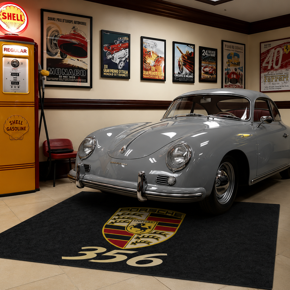 Porsche 356 Luxury Logo Rug and Display Mat Garage, Home, Office, Showroom Floor Decor, 60x87 in / 150x220 cm