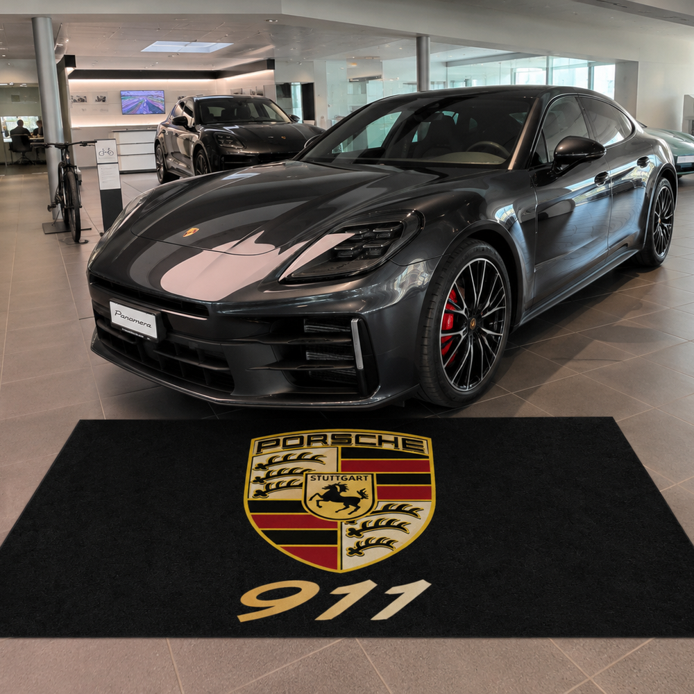 Porsche 911 Luxury Logo Rug and Display Mat Garage, Home, Office, Showroom Floor Decor, 60x87 in / 150x220 cm