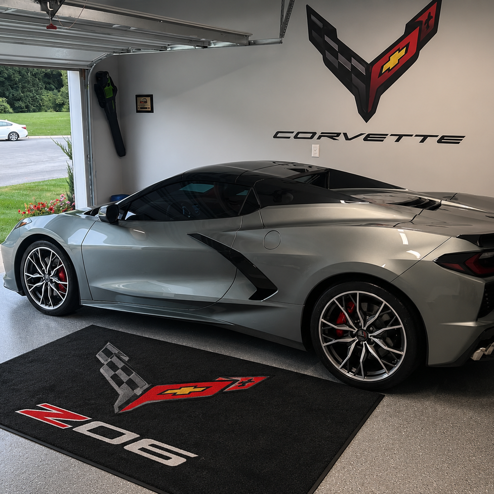 Corvette Z06 Premium Luxury Logo Rug and Display Mat Garage, Home, Office, Showroom Floor Decor, 60x87 in / 150x220 cm