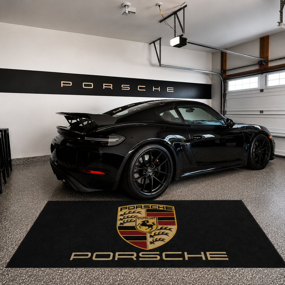 Porsche Luxury Logo Rug and Display Mat Garage, Home, Office, Showroom Floor Decor, 60x87 in / 150x220 cm