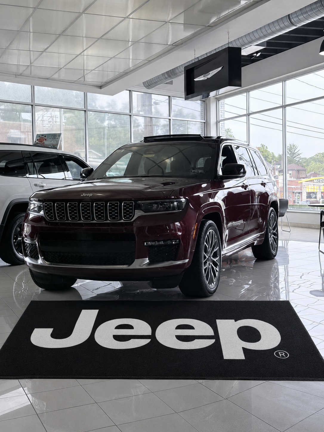 Jeep Luxury Logo Rug and Display Mat Garage, Home, Office, Showroom Floor Decor, 60x87 in / 150x220 cm