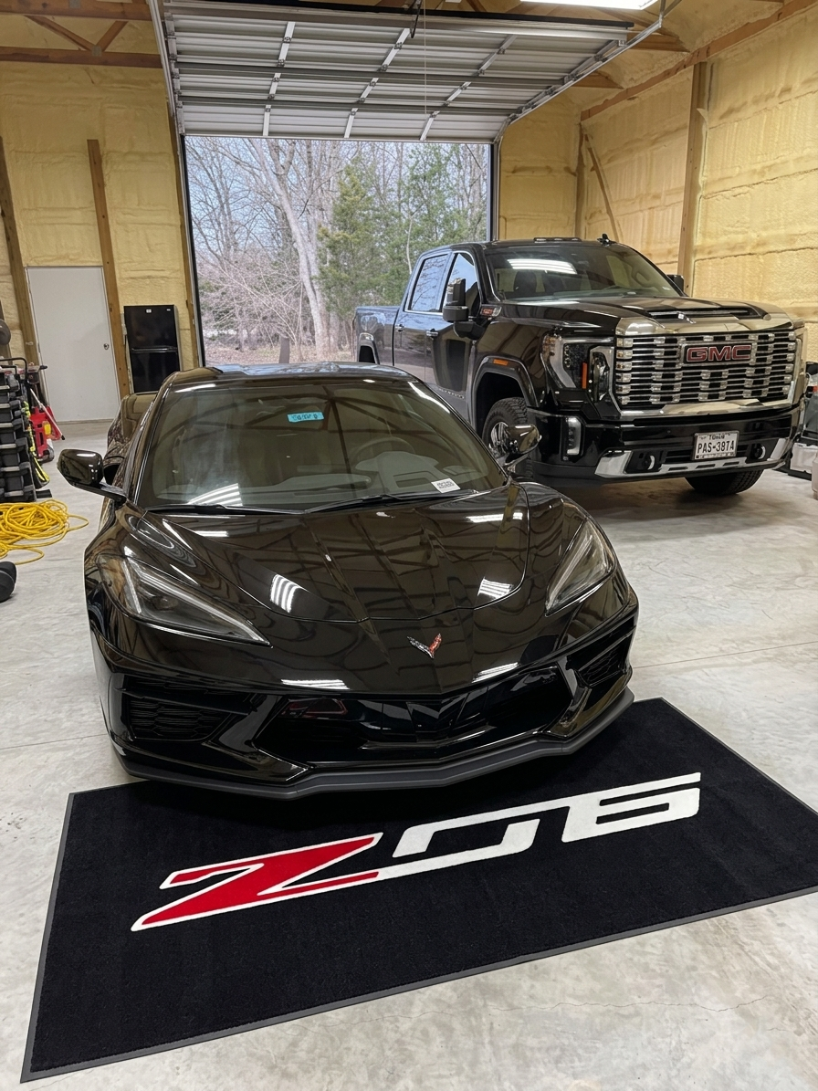 Corvette Z06 Text Premium Luxury Logo Rug and Display Mat Garage, Home, Office, Showroom Floor Decor, 60x87 in / 150x220 cm