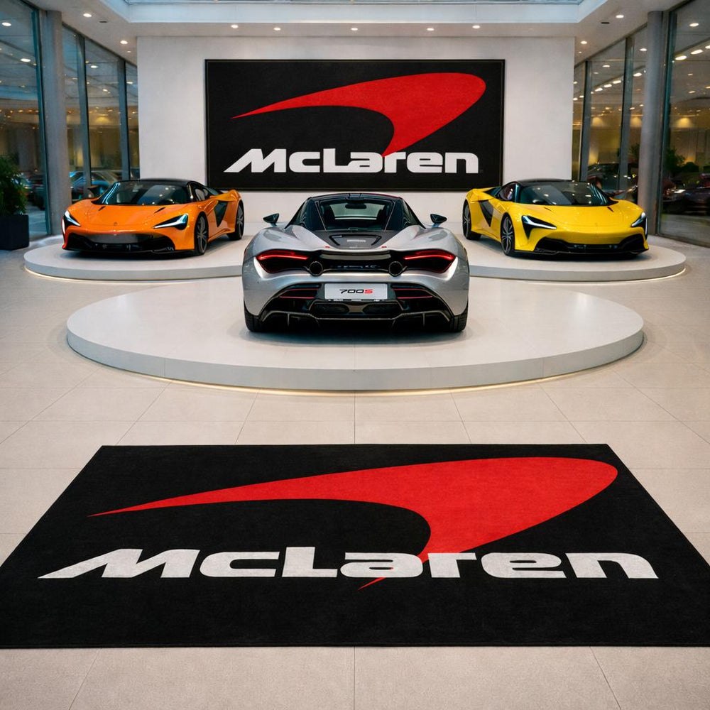McLaren Luxury Logo Rug and Display Mat Garage, Home, Office, Showroom Floor Decor, 60x87 in / 150x220 cm