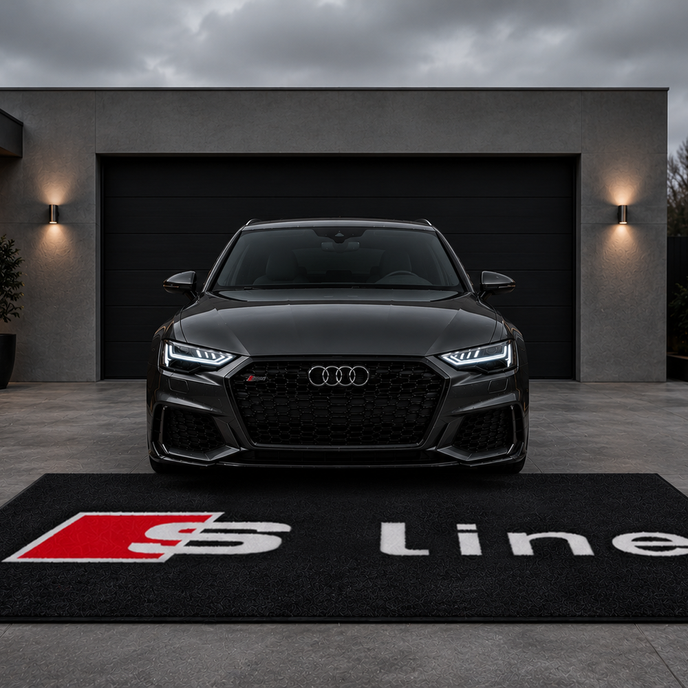 Audi S-Line Premium Luxury Logo Rug and Display Mat Garage, Home, Office, Showroom Floor Decor, 60x87 in / 150x220 cm