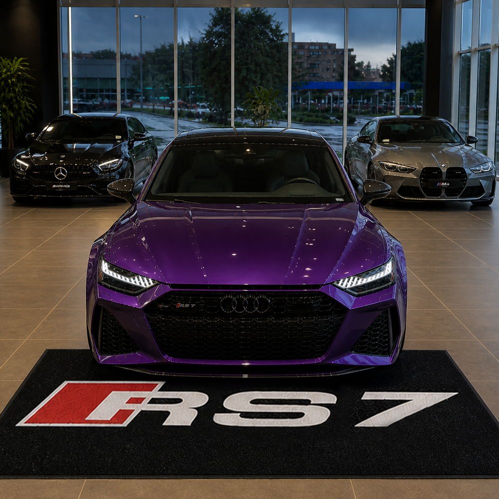 Audi RS7 Premium Luxury Logo Rug and Display Mat Garage, Home, Office, Showroom Floor Decor, 60x87 in / 150x220 cm