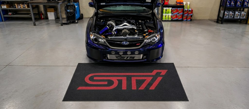 Subaru STI Luxury Logo Rug and Display Mat Garage, Home, Office, Showroom Floor Decor, 60x87 in / 150x220 cm