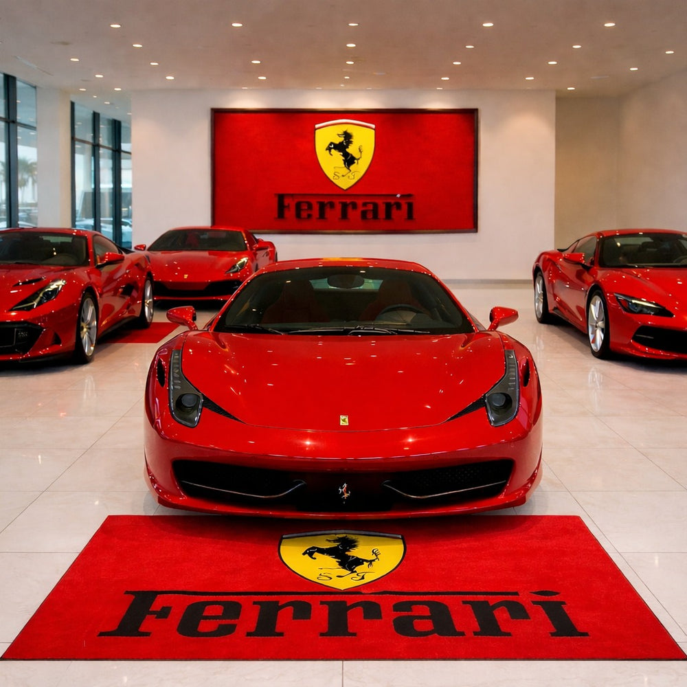 Ferrari Luxury Logo Rug and Display Mat Garage, Home, Office, Showroom Floor Decor, 60x87 in / 150x220 cm