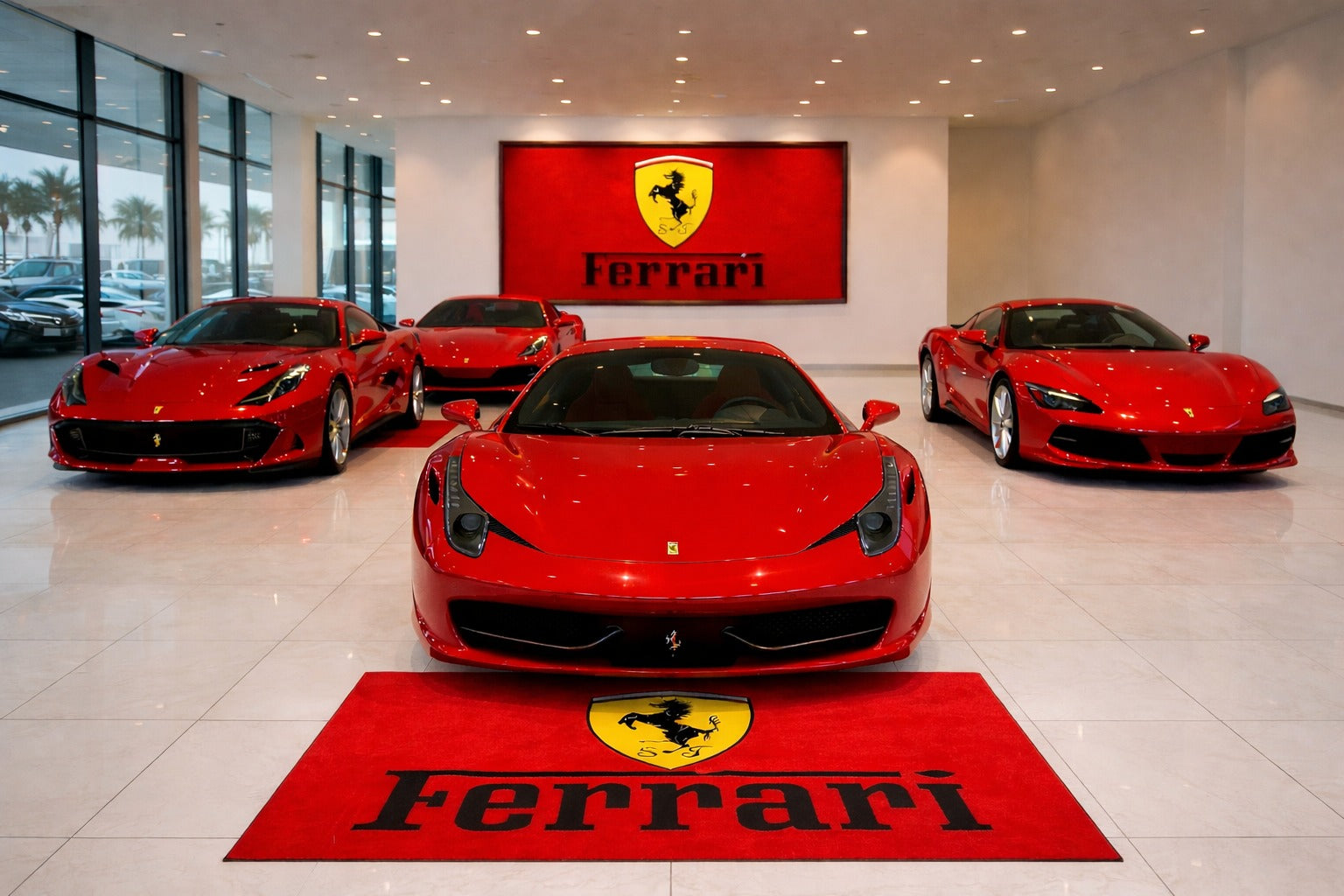 Ferrari Luxury Logo Rug and Display Mat Garage, Home, Office, Showroom Floor Decor, 60x87 in / 150x220 cm