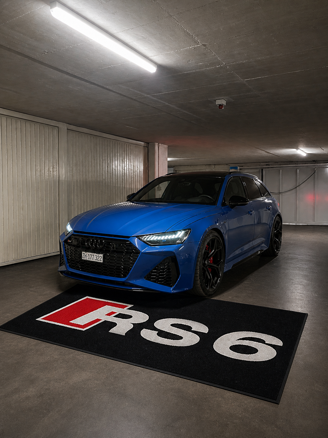 Audi RS6 Premium Luxury Logo Rug and Display Mat Garage, Home, Office, Showroom Floor Decor, 60x87 in / 150x220 cm