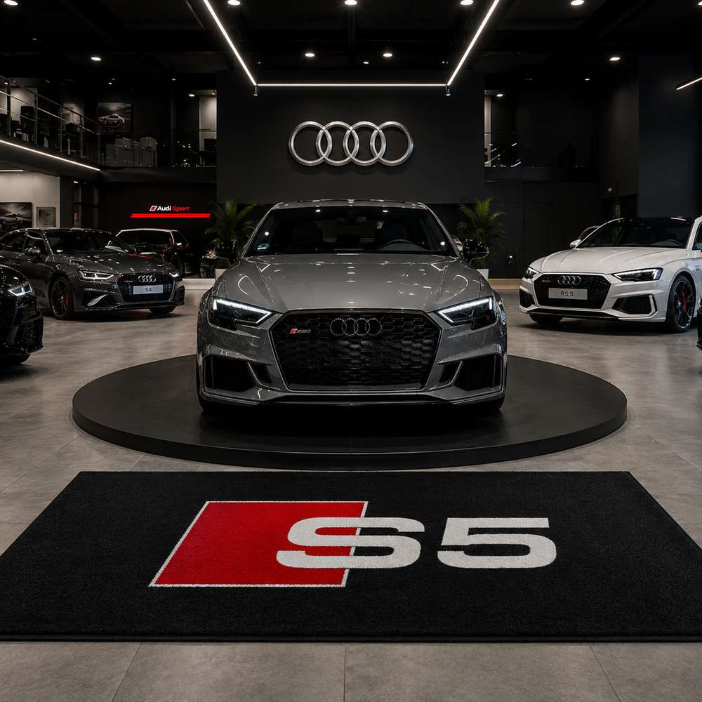 Audi S5 Premium Luxury Logo Rug and Display Mat Garage, Home, Office, Showroom Floor Decor, 60x87 in / 150x220 cm