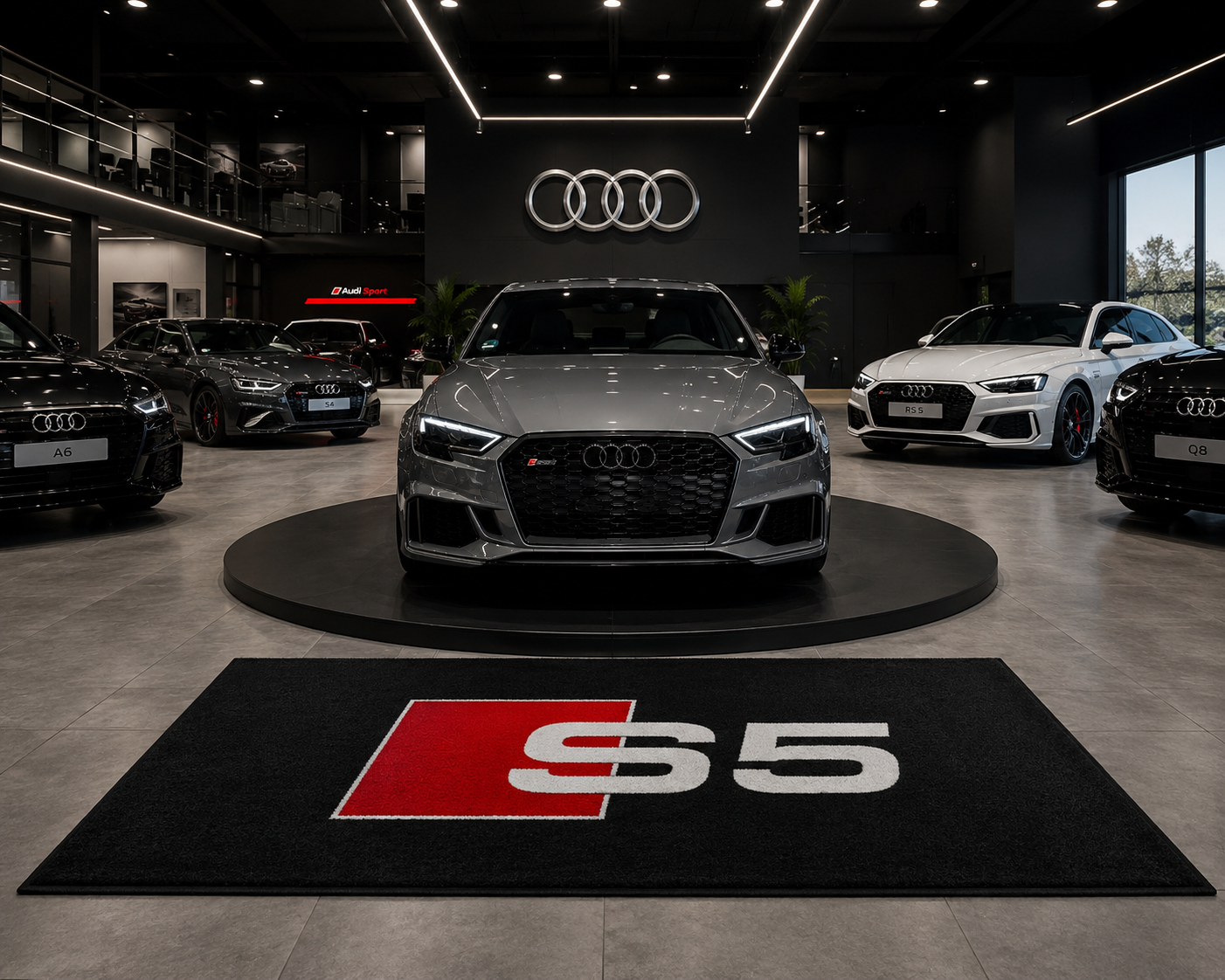 Audi S5 Premium Luxury Logo Rug and Display Mat Garage, Home, Office, Showroom Floor Decor, 60x87 in / 150x220 cm