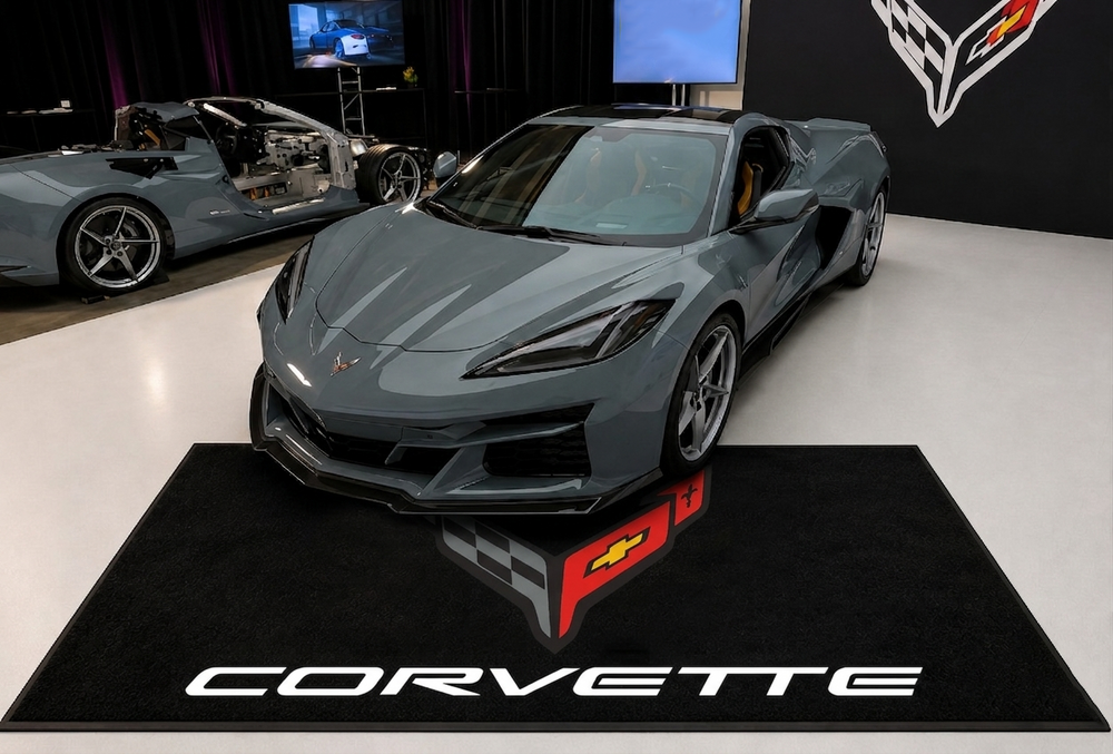 Corvette C8 Premium Luxury Logo Rug and Display Mat Garage, Home, Office, Showroom Floor Decor, 60x87 in / 150x220 cm