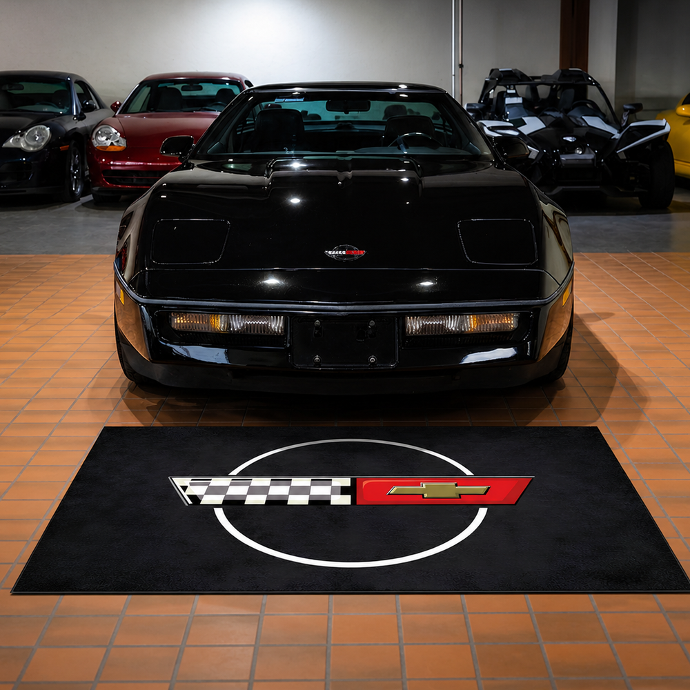 Corvette C4 Premium Luxury Logo Rug and Display Mat Garage, Home, Office, Showroom Floor Decor, 60x87 in / 150x220 cm