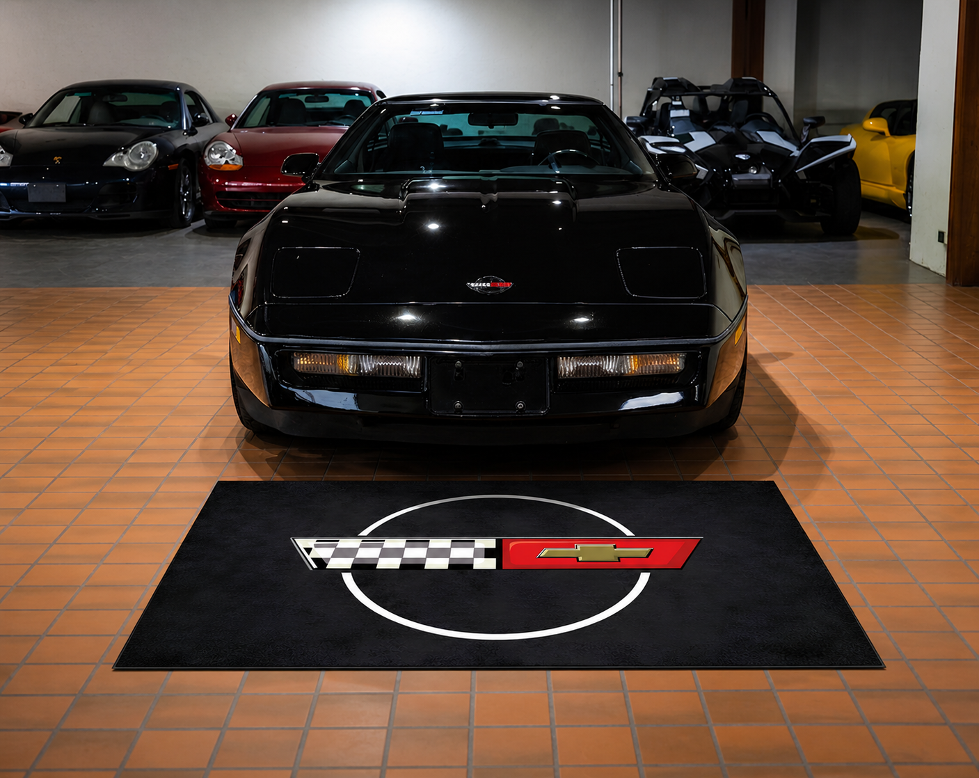 Corvette C4 Premium Luxury Logo Rug and Display Mat Garage, Home, Office, Showroom Floor Decor, 60x87 in / 150x220 cm