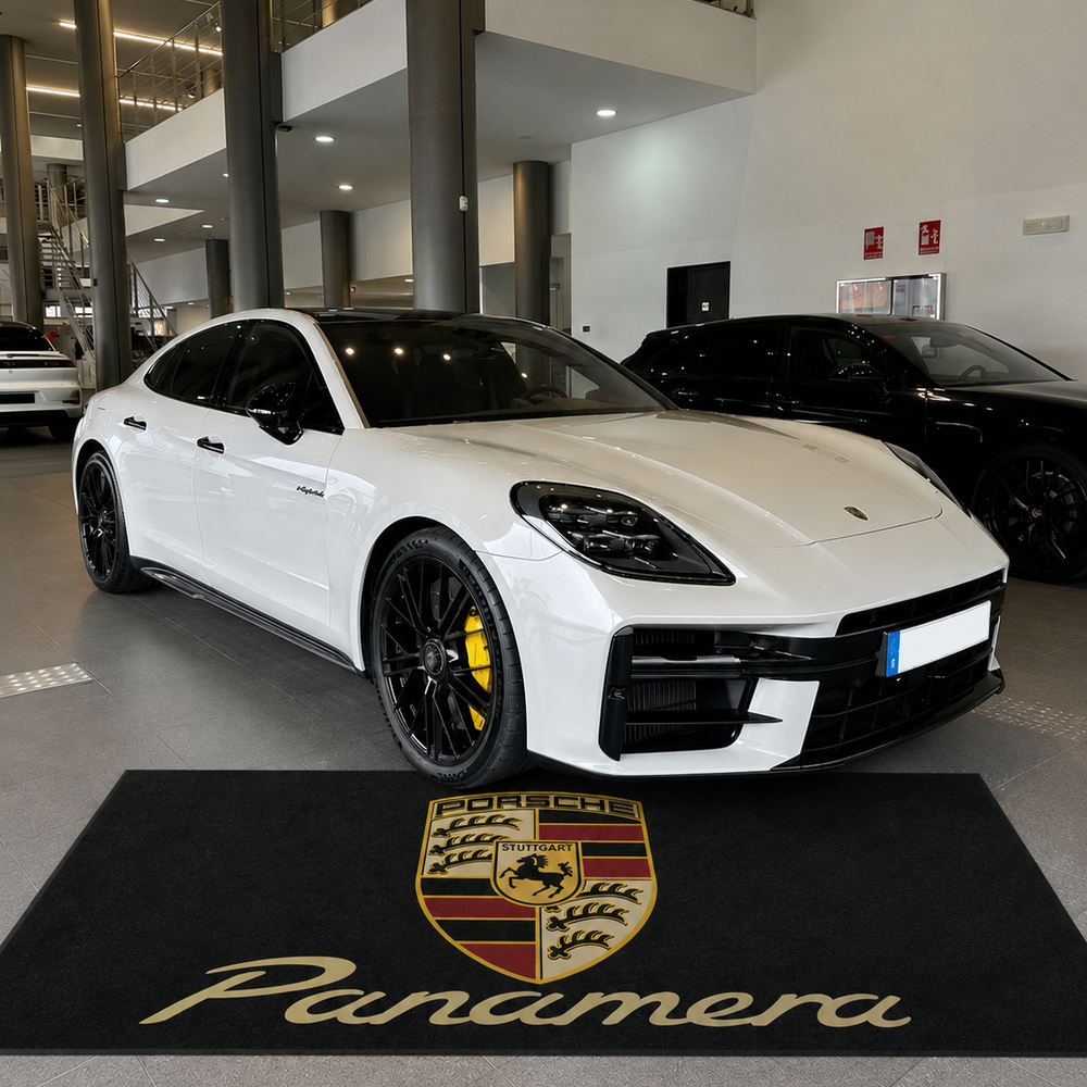 Porsche Panamera Luxury Logo Rug and Display Mat Garage, Home, Office, Showroom Floor Decor, 60x87 in / 150x220 cm