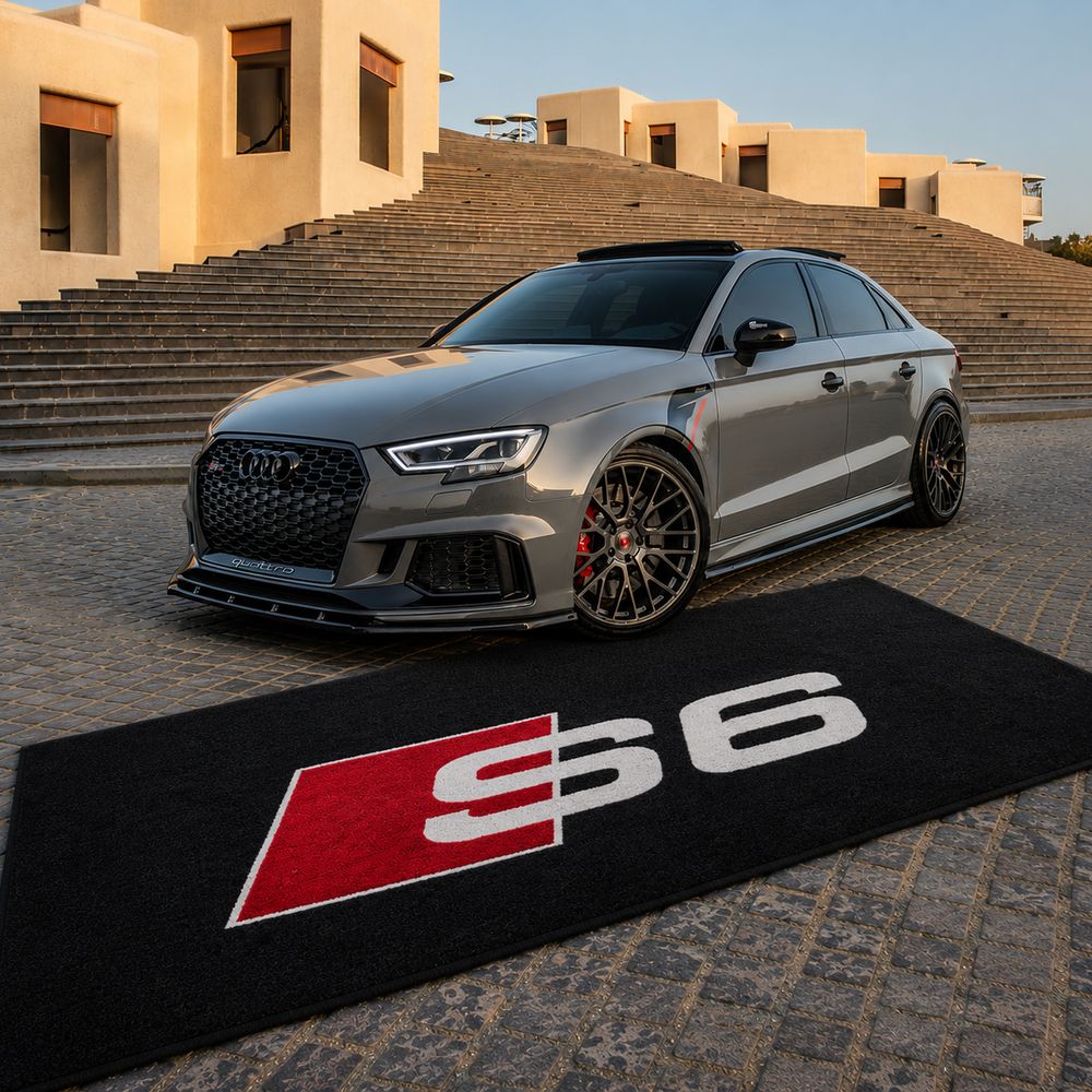 Audi S6 Premium Luxury Logo Rug and Display Mat Garage, Home, Office, Showroom Floor Decor, 60x87 in / 150x220 cm