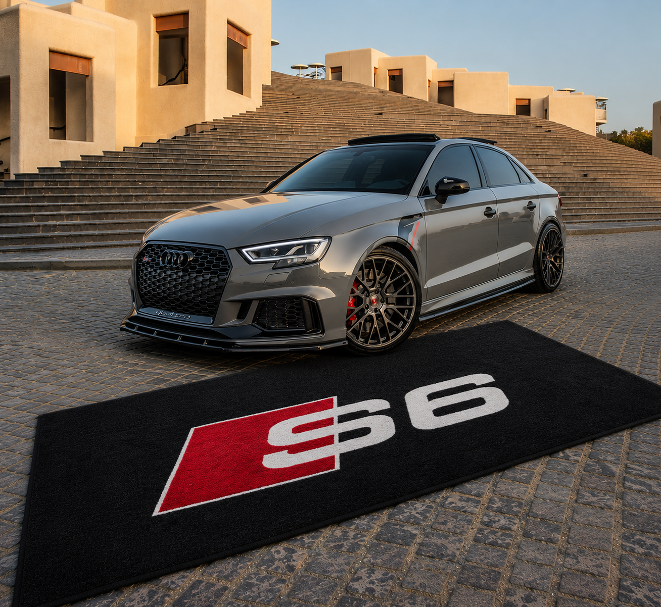 Audi S6 Premium Luxury Logo Rug and Display Mat Garage, Home, Office, Showroom Floor Decor, 60x87 in / 150x220 cm