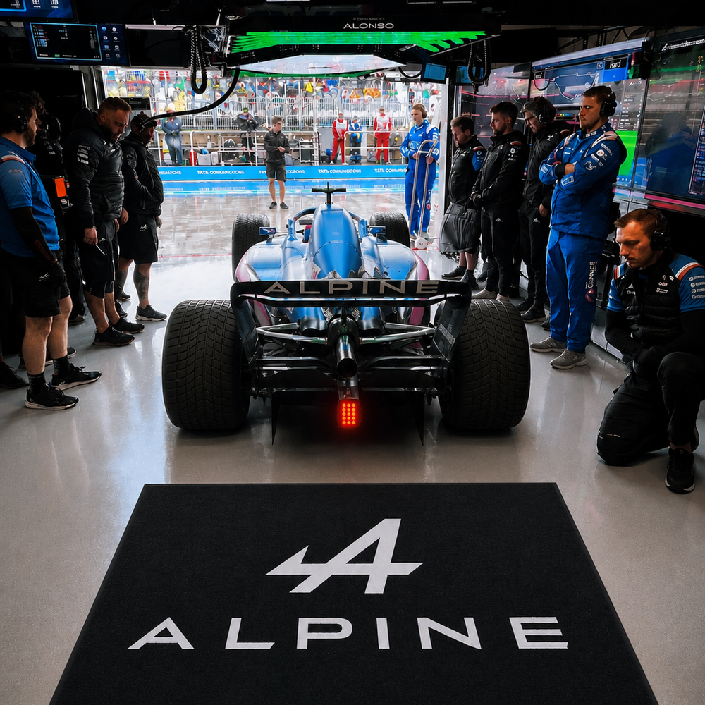 Alpine Premium Luxury Logo Rug and Display Mat Garage, Home, Office, Showroom Floor Decor, 60x87 in / 150x220 cm