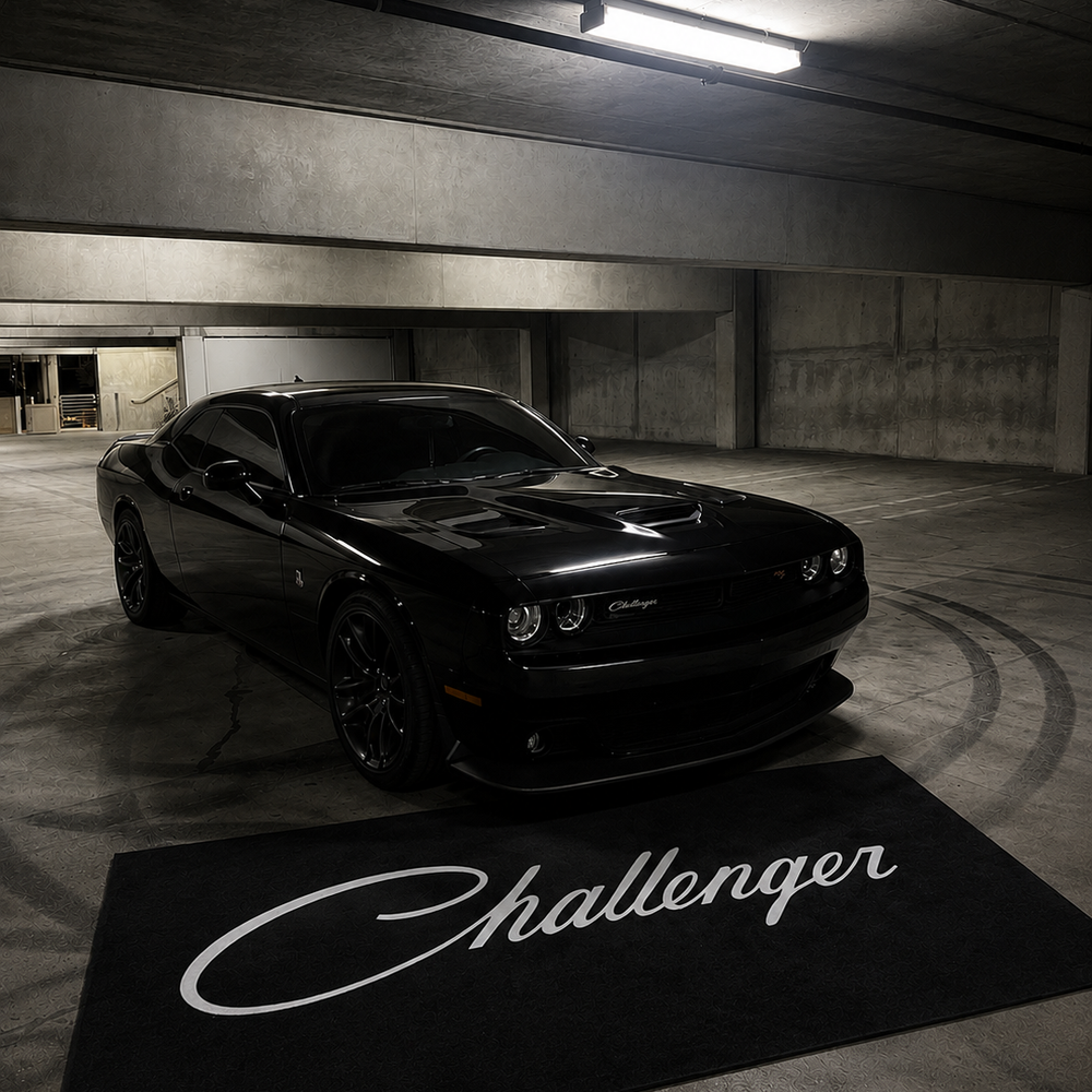 Dodge Challenger Luxury Logo Rug and Display Mat Garage, Home, Office, Showroom Floor Decor, 60x87 in / 150x220 cm