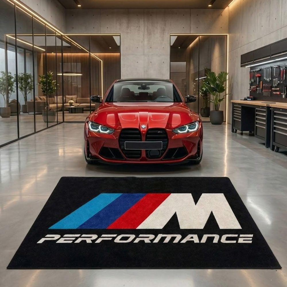 BMW M Performance Premium Luxury Logo Rug and Display Mat Garage, Home, Office, Showroom Floor Decor, 60x87 in / 150x220 cm