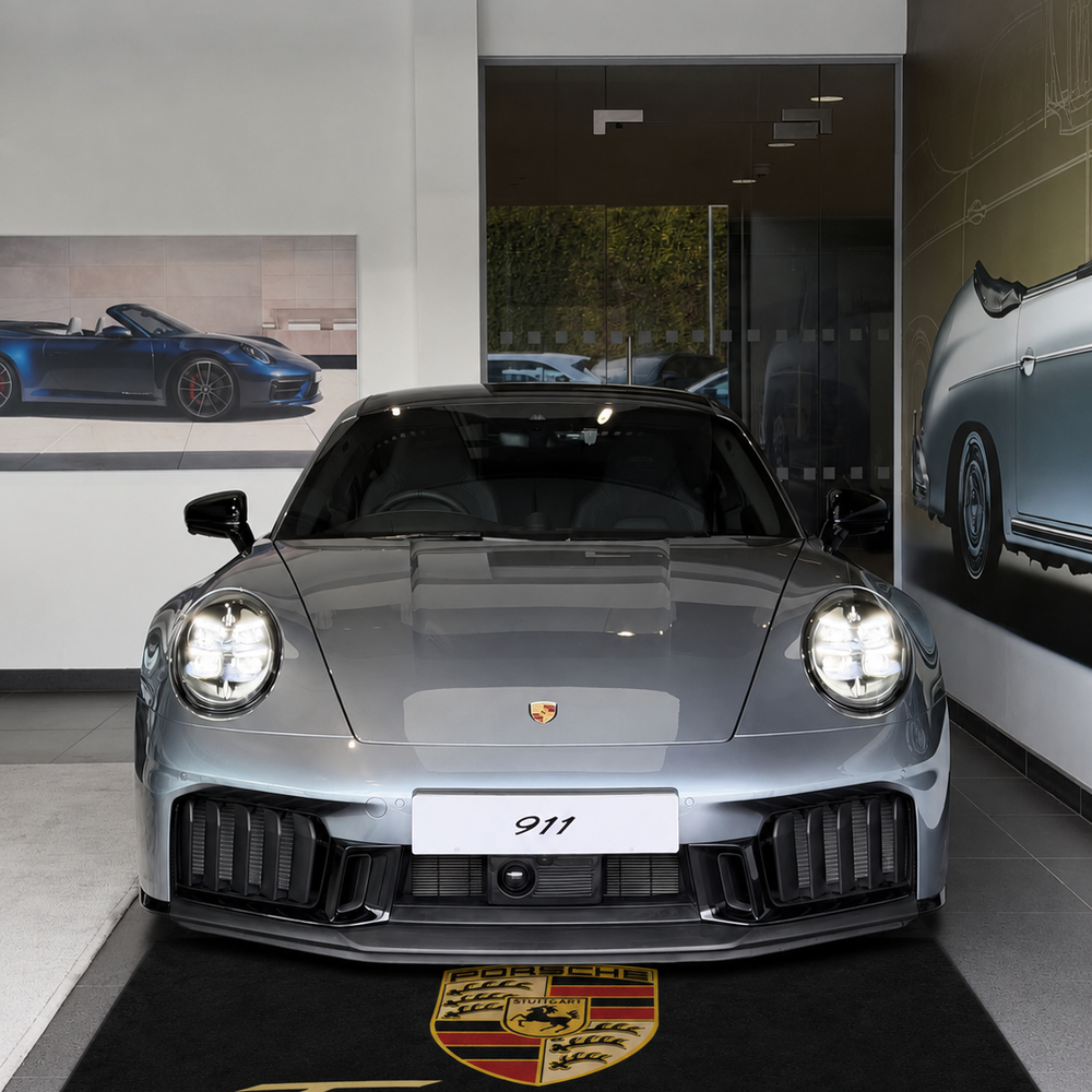 Porsche Taycan Luxury Logo Rug and Display Mat Garage, Home, Office, Showroom Floor Decor, 60x87 in / 150x220 cm