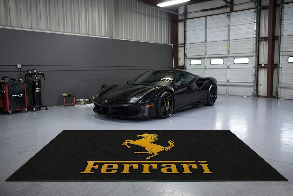 Ferrari Gold Luxury Logo Rug and Display Mat Garage, Home, Office, Showroom Floor Decor, 60x87 in / 150x220 cm
