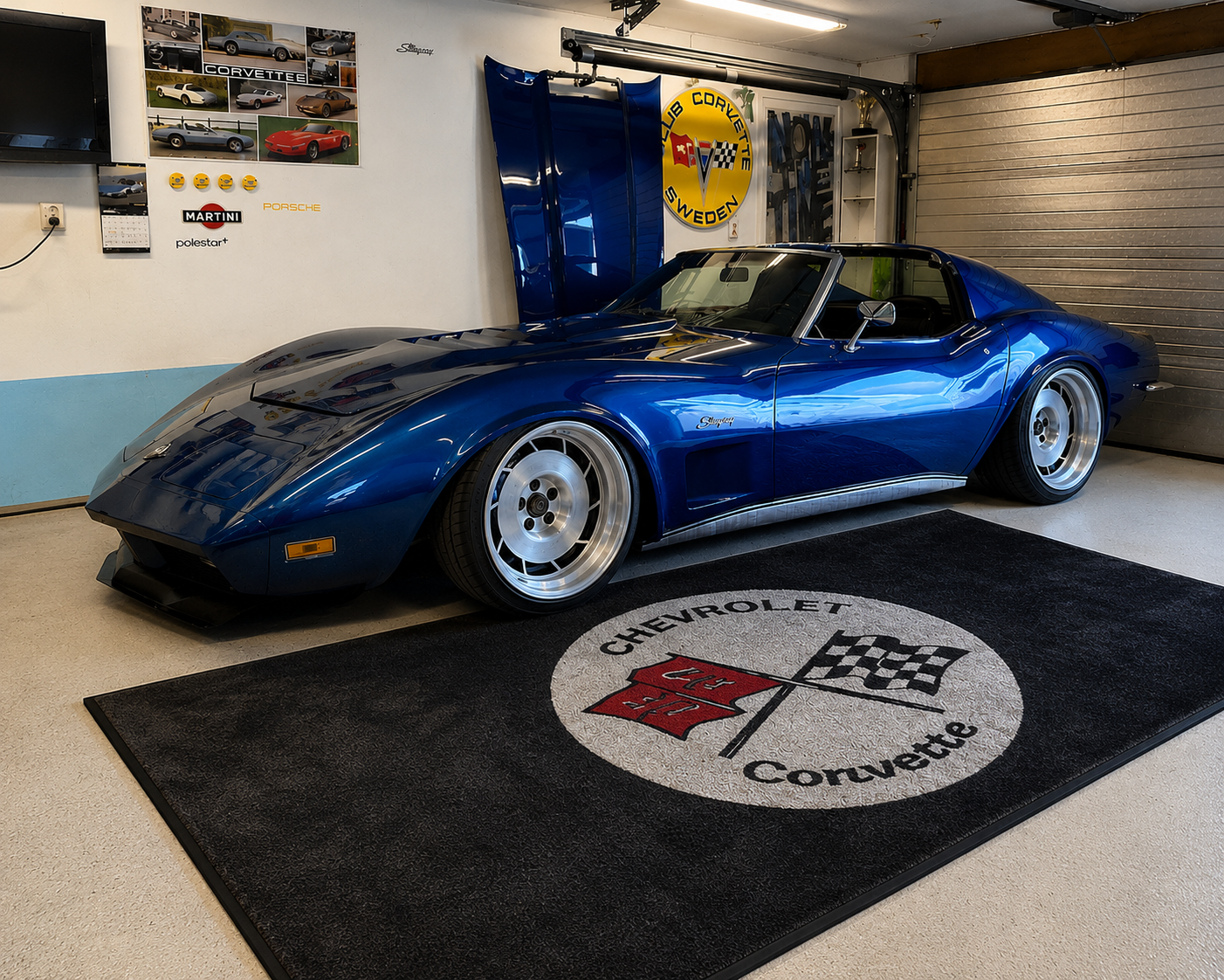 Corvette C2 Premium Luxury Logo Rug and Display Mat Garage, Home, Office, Showroom Floor Decor, 60x87 in / 150x220 cm