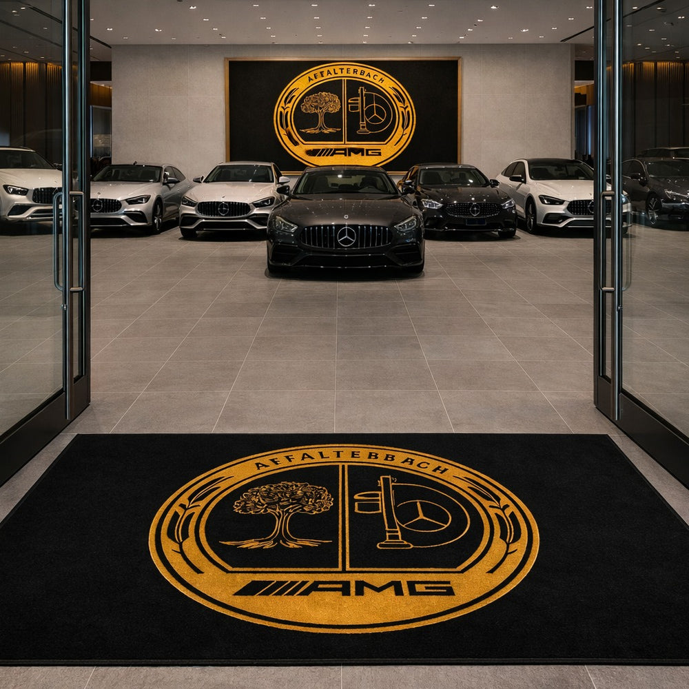 Mercedes Affalterbach Luxury Logo Rug and Display Mat Garage, Home, Office, Showroom Floor Decor, 60x87 in / 150x220 cm