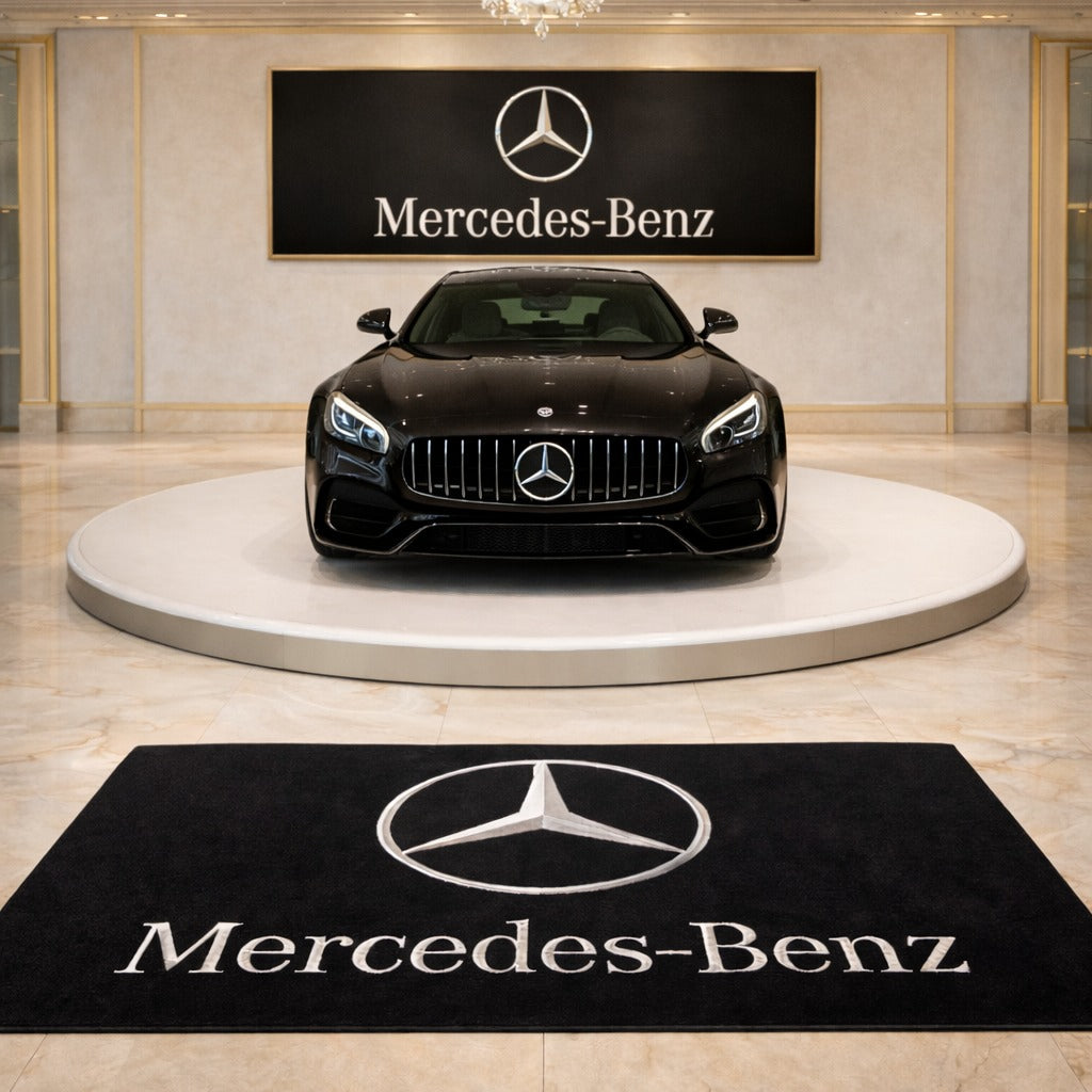 Mercedes Luxury Logo Rug and Display Mat Garage, Home, Office, Showroom Floor Decor, 60x87 in / 150x220 cm