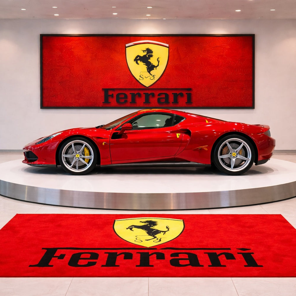 Ferrari Luxury Logo Rug and Display Mat Garage, Home, Office, Showroom Floor Decor, 60x87 in / 150x220 cm
