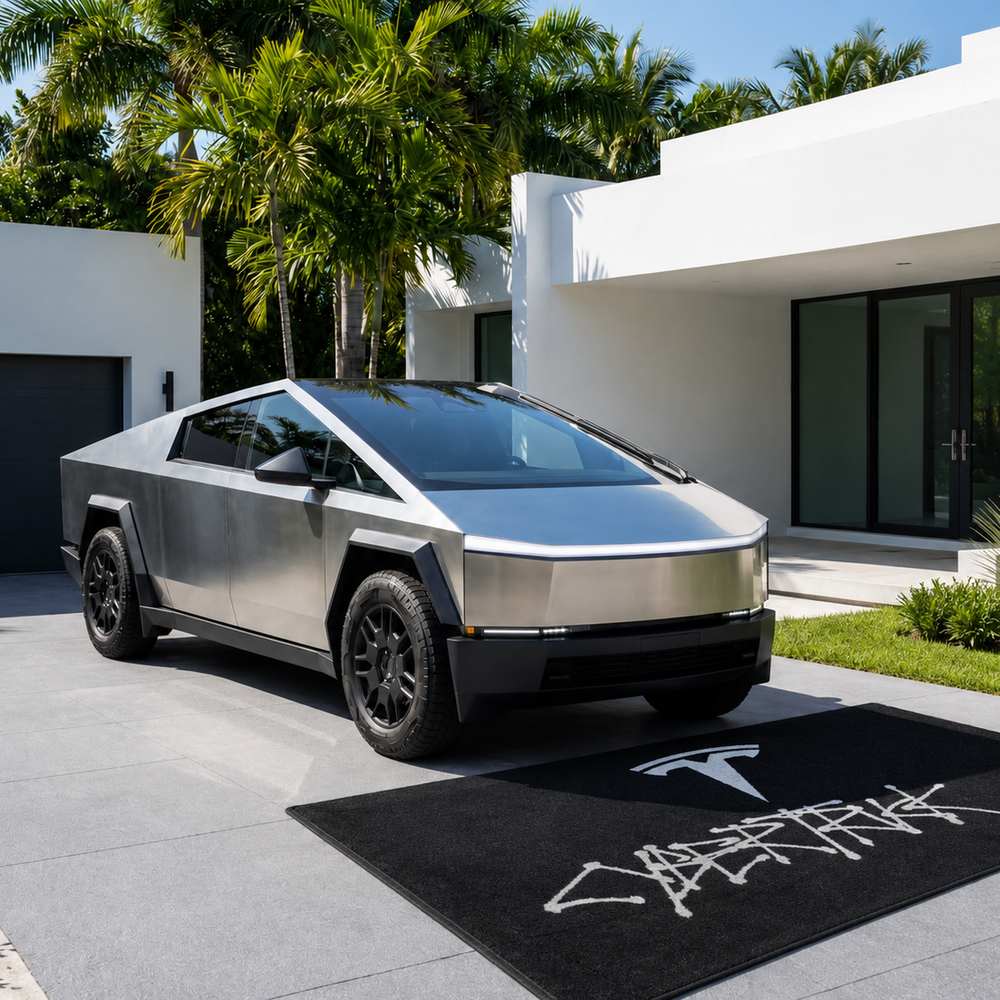 Tesla Cybertruck Luxury Logo Rug and Display Mat Garage, Home, Office, Showroom Floor Decor, 60x87 in / 150x220 cm