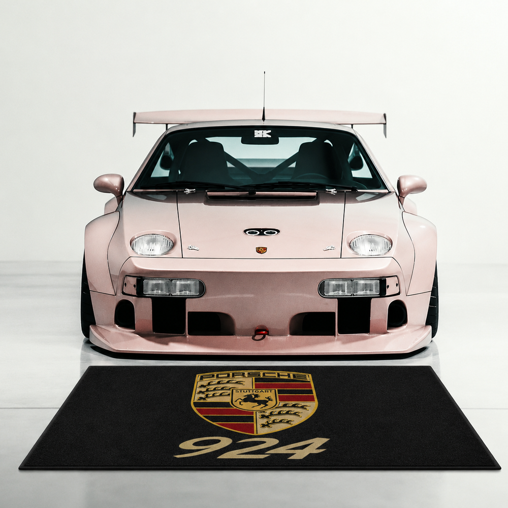 Porsche 924 Luxury Logo Rug and Display Mat Garage, Home, Office, Showroom Floor Decor, 60x87 in / 150x220 cm