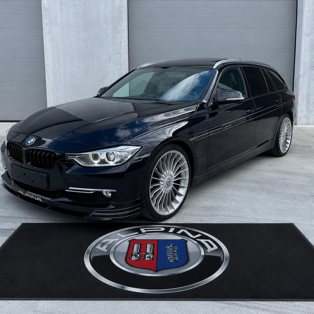 BMW Alpina Premium Luxury Logo Rug and Display Mat Garage, Home, Office, Showroom Floor Decor, 60x87 in / 150x220 cm