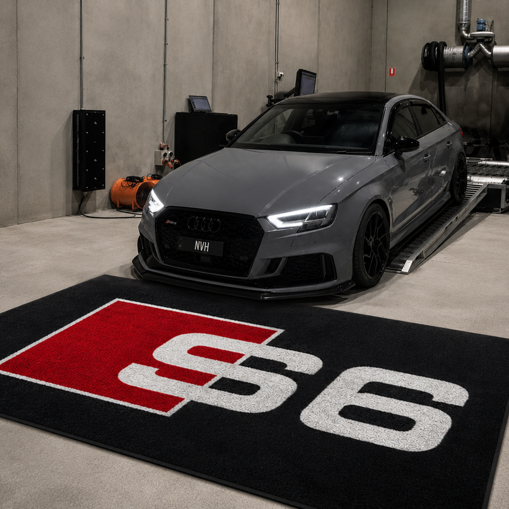 Audi S6 Premium Luxury Logo Rug and Display Mat Garage, Home, Office, Showroom Floor Decor, 60x87 in / 150x220 cm