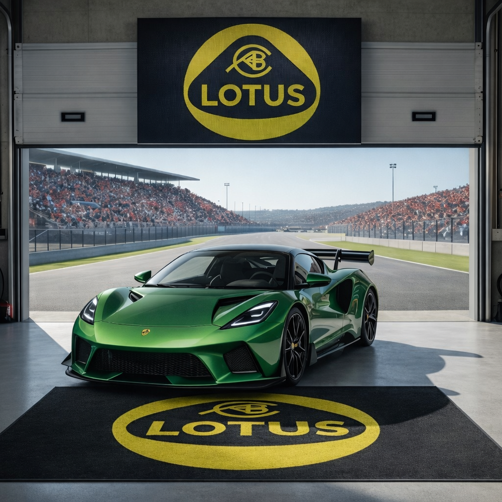 Lotus Luxury Logo Rug and Display Mat Garage, Home, Office, Showroom Floor Decor, 60x87 in / 150x220 cm