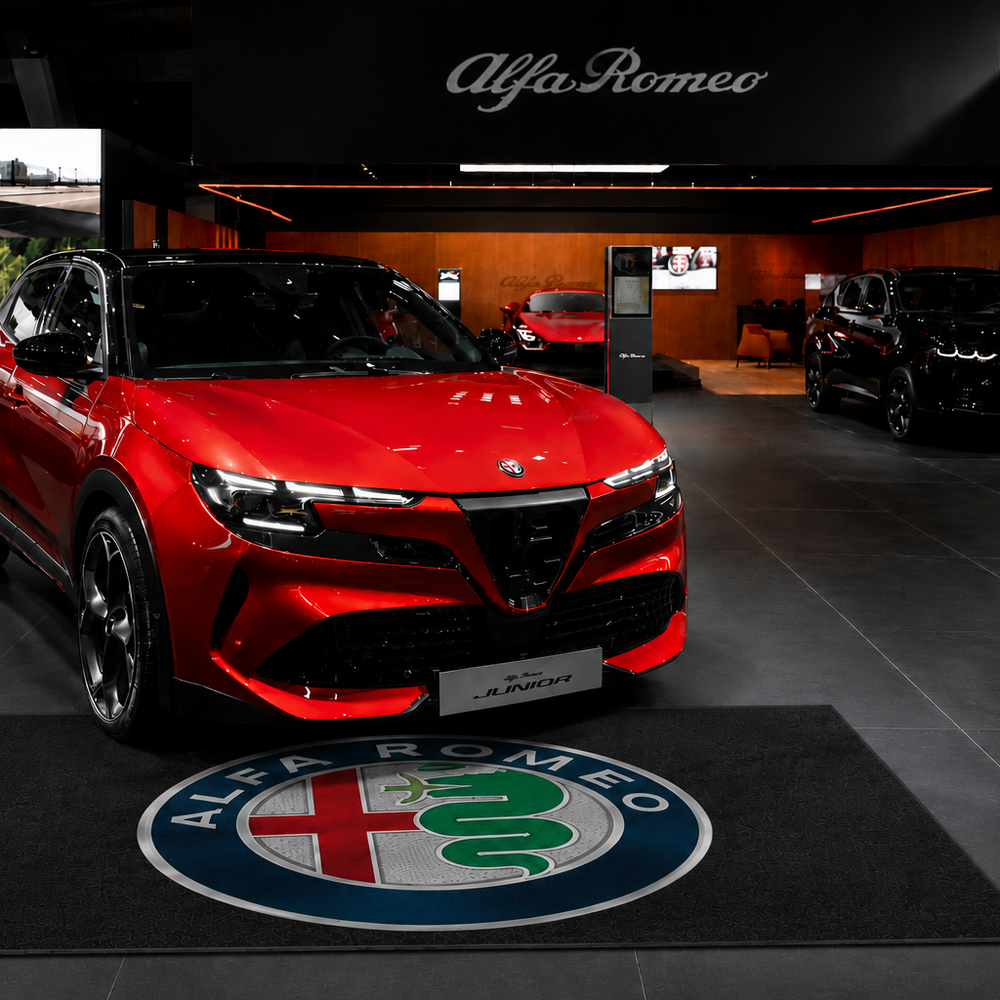 Alfa Romeo Premium Luxury Logo Rug and Display Mat Garage, Home, Office, Showroom Floor Decor, 60x87 in / 150x220 cm