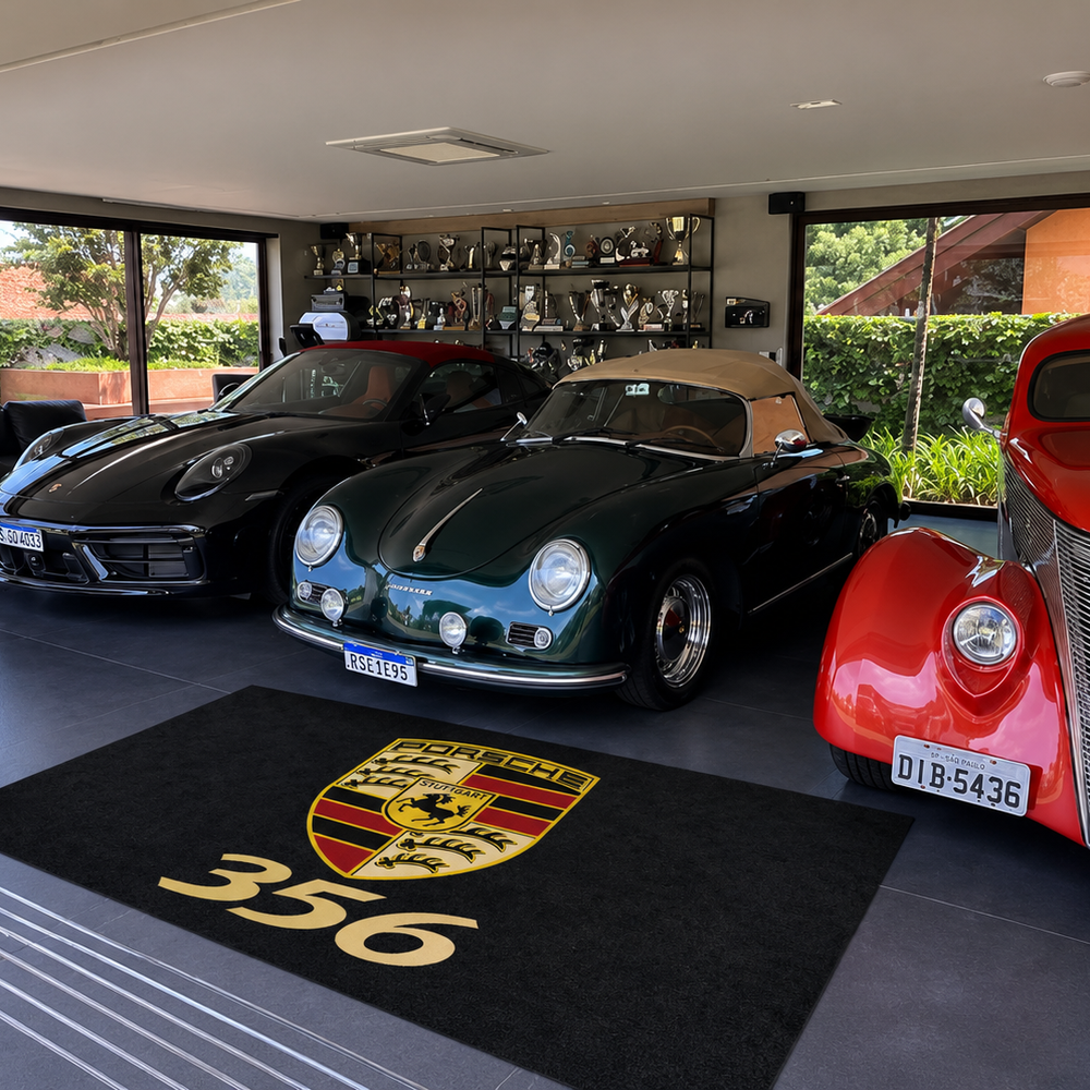 Porsche 356 Luxury Logo Rug and Display Mat Garage, Home, Office, Showroom Floor Decor, 60x87 in / 150x220 cm